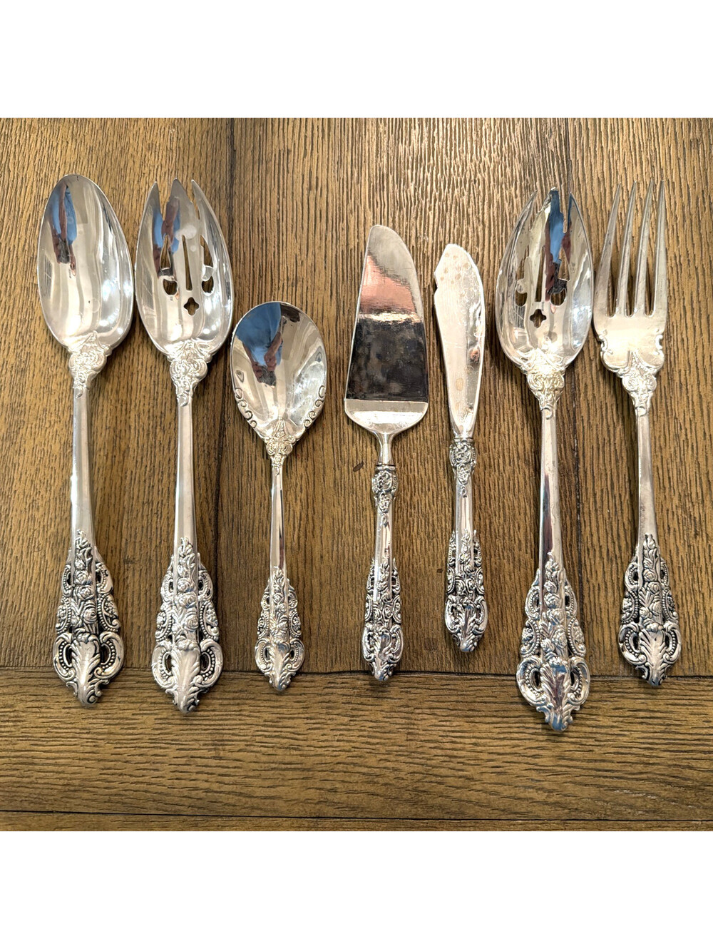Godinger Baroque Silverplate Flatware Serving Pieces Set of 7